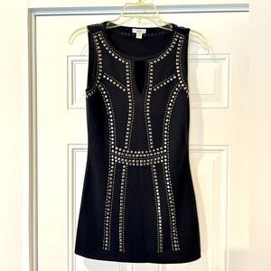 Cache Silver Studded bodycon Sleeveless Mini Dress